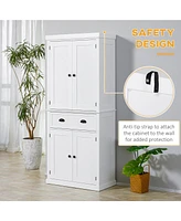 72" White Freestanding Pantry Cabinet with Drawer
