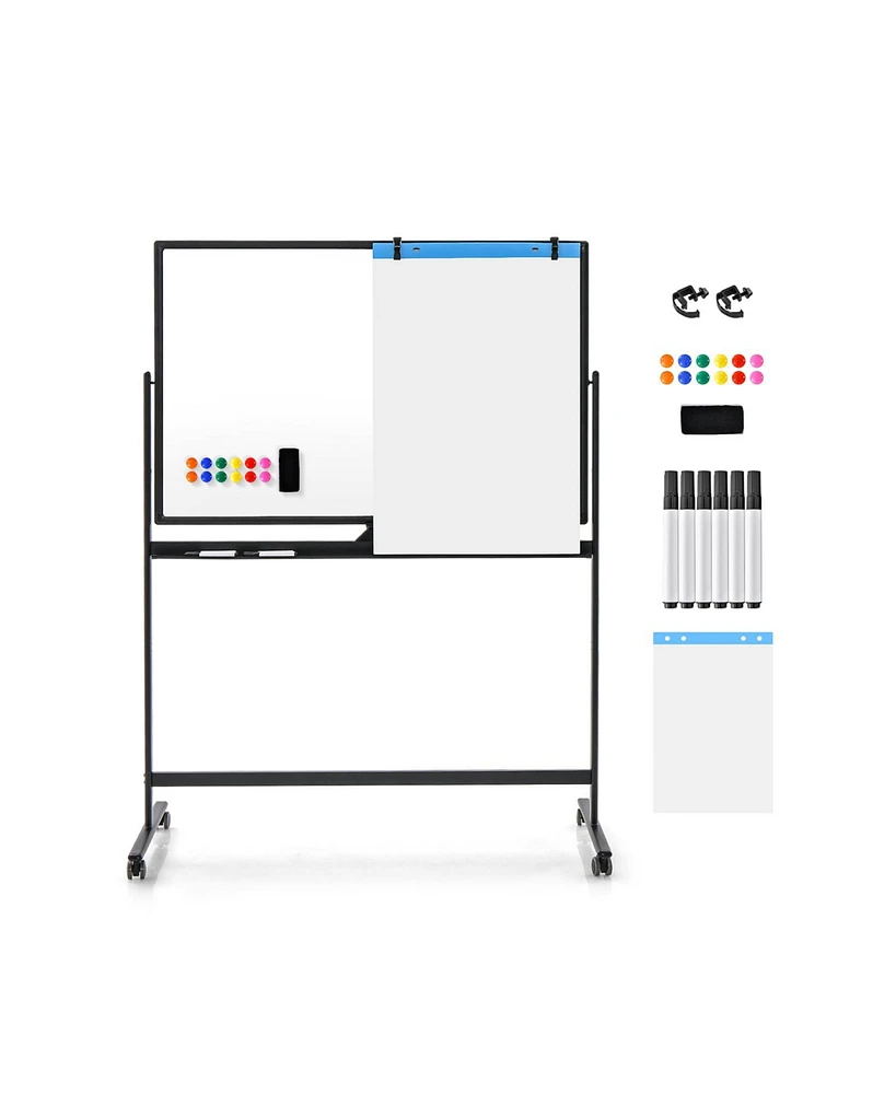 Vebreda 32 x 47 Inch Portable Rolling White Board-Black