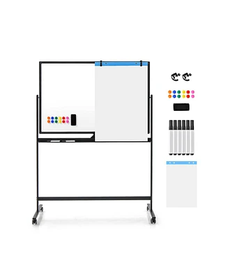 Vebreda 32 x 47 Inch Portable Rolling White Board-Black