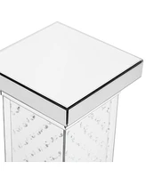 Streamdale Furniture Led Mirrored End Table with Crystal Inlay