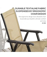Folding Patio Sling Chairs with Armrests