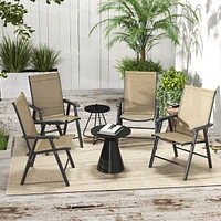 Folding Patio Sling Chairs with Armrests