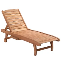 Simplie Fun Chaise Lounge Pool Chair with Table and Wheels