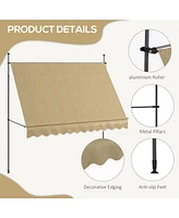 Retractable Patio Awning with Support Stand, Uv Protection