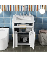24" Space-Saving Bathroom Vanity Combo with Ceramic Sink