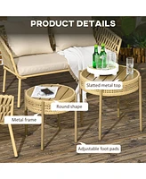 Streamdale Furniture Wicker Patio Set with Multi-Functional Metal Top