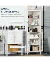 3-Shelf Tall Bathroom Storage Cabinet with Glass Door