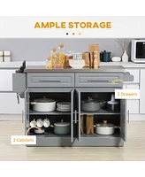 Portable Rolling Kitchen Island Cart with Storage and Stainless Steel Top
