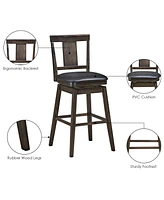 Skonyon 29 Inch 360 Degree Swivel Classic Wooden Counter Height Bar Stool