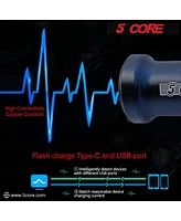 5 Core Usb Car Charger Cigarette Lighter Adapter Dual Usb Port Adapter 12/24 V Fast Charging