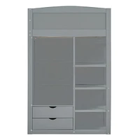 Streamdale Furniture Twin Size Loft Bed with Desk, Wardrobes, 4 Drawers and 4 Shelves-Gray