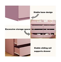 Streamdale Furniture Pink Large 6 drawers chest of drawer dressers table