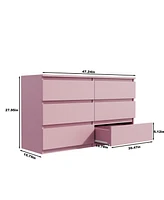 Streamdale Furniture Pink Large 6 drawers chest of drawer dressers table