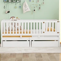 Twin Wood Daybed with Guardrails and Drawers