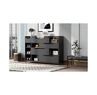 Simplie Fun Modern Shoe Storage Cabinet with Drawers and Shelves