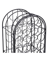 Simplie Fun 35 Bottle Wrought Iron Wine Rack Cabinet with Lock - Black