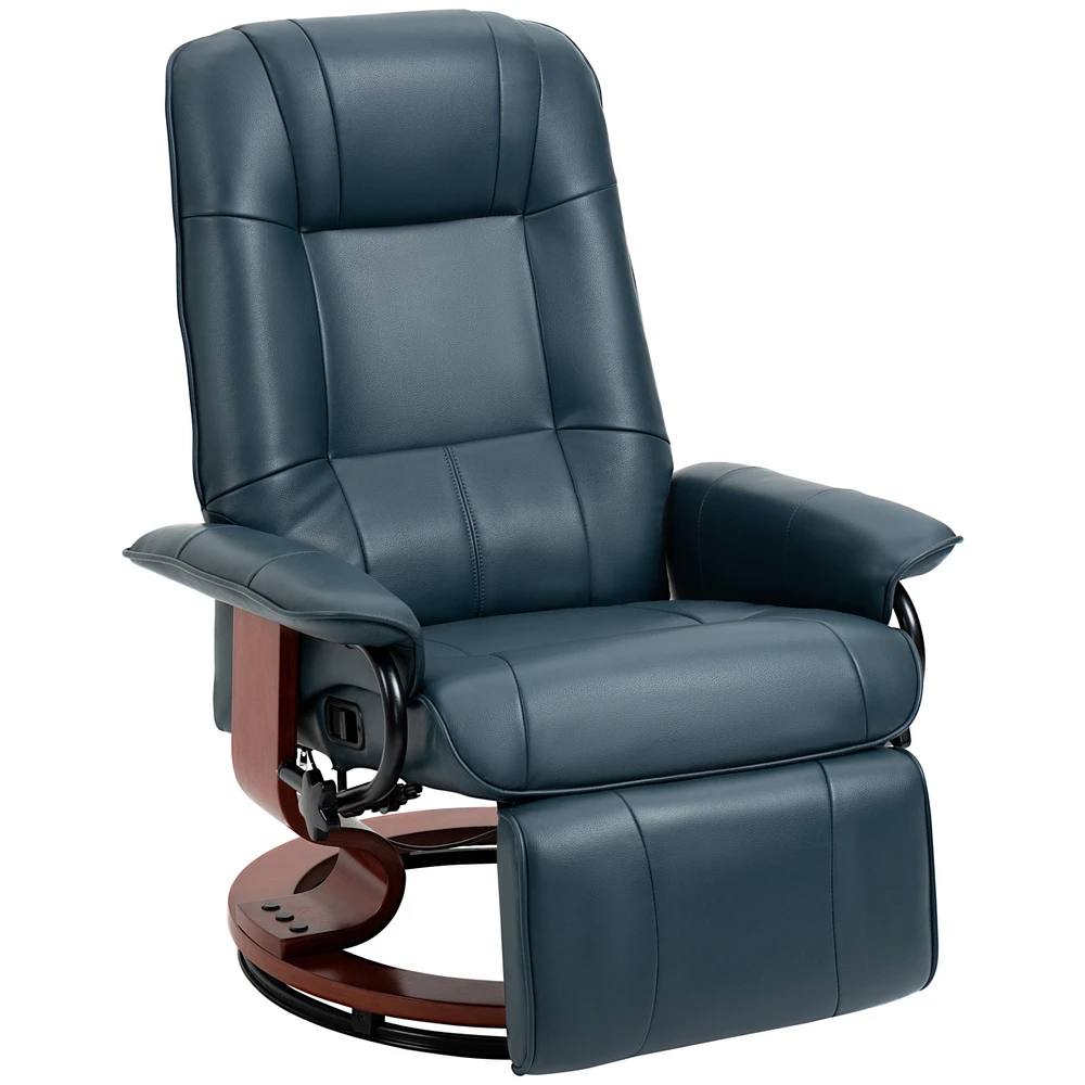 Streamdale Furniture Faux Leather Manual Recliner with Swivel Wood Base