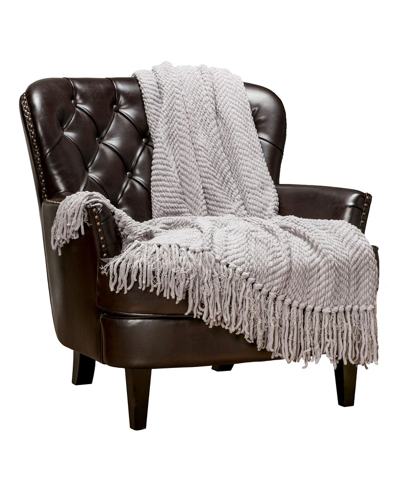 Chanasya Premium Textured Knit Throw Blanket with Tassels - Soft, Cozy Blanket for Couch, Bed, Living Room - 60" x 70” - Orange
