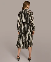 Donna Karan New York Women's Printed Belted A-Line Dress