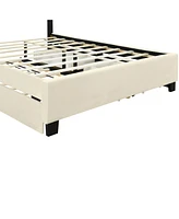 Luxury Velvet Upholstered Platform Bed with Trundle and Drawers