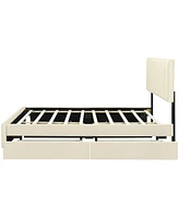 Streamdale Furniture Luxury Velvet Upholstered Platform Bed with Trundle and Drawers