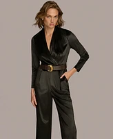 Donna Karan New York Women's Belted Velvet Jumpsuit