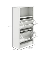 Streamdale Furniture Shoe Storage Cabinet with Open Compartment and 2 Flip Drawers