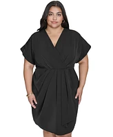 Dkny Plus Dolman-Sleeve Faux-Wrap Dress