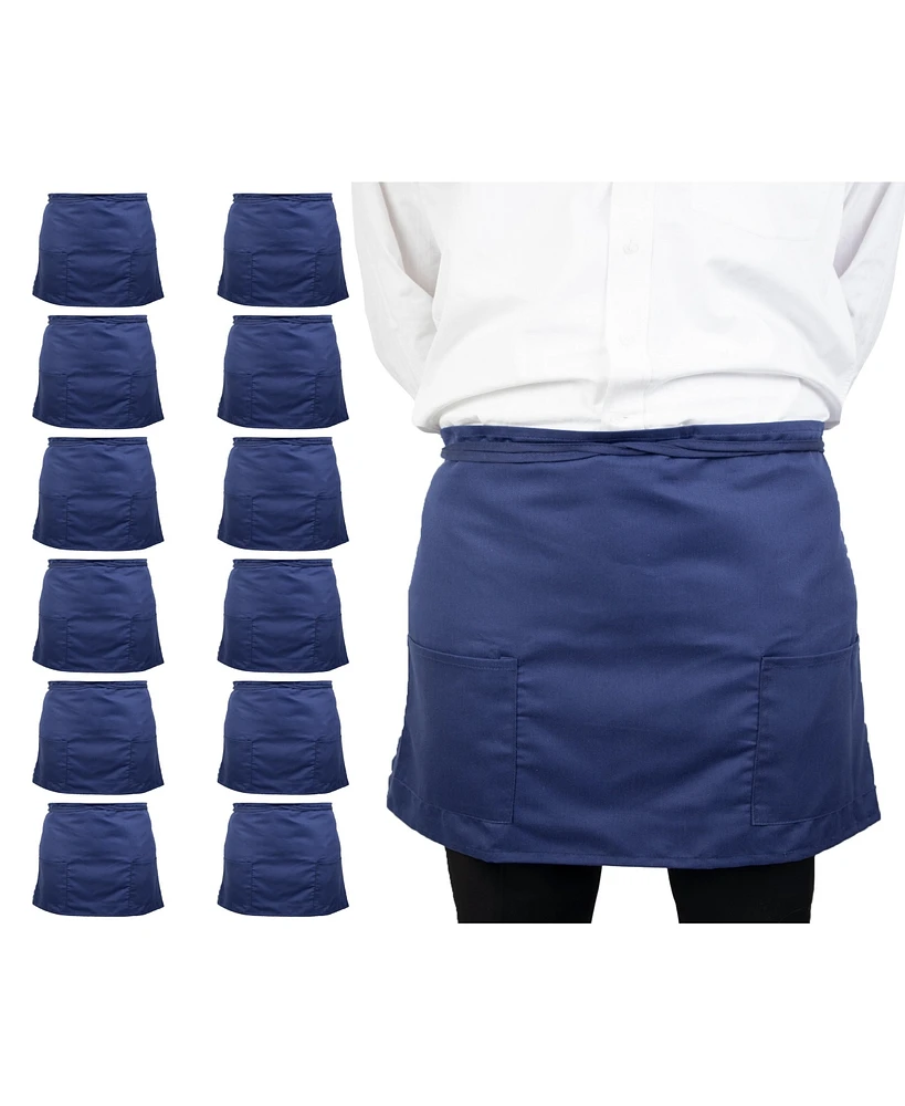 Arkwright Home Mariposa Half-Bistro Aprons (12 Pack), 18x30 in., Soft Polyester Blend, Color Options