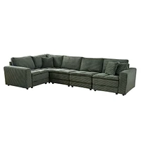 Streamdale Furniture Oversized 5-Seat Sectional Sofa with Corduroy Upholstery