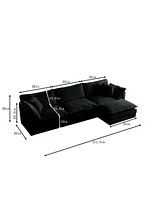 Streamdale Furniture Comfy Modular L-Shaped Sofa with Ottoman