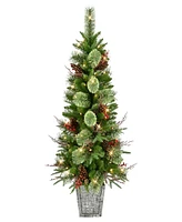 Puleo Pre-Lit Potted Artificial Tree 4.5ft.