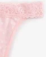 State of Day Women's Cotton Blend Lace-Trim Thong Underwear, Created for Macy's