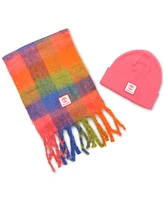 Timberland Logo Detail Multi-Check Scarf & Beanie Boxed Gift Set