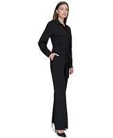 Halston Women's Trench Tie-Waist Wide-Leg Long-Sleeve Jumpsuit