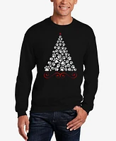 La Pop Art Men's Paw Christmas Tree Word Crewneck Sweatshirt