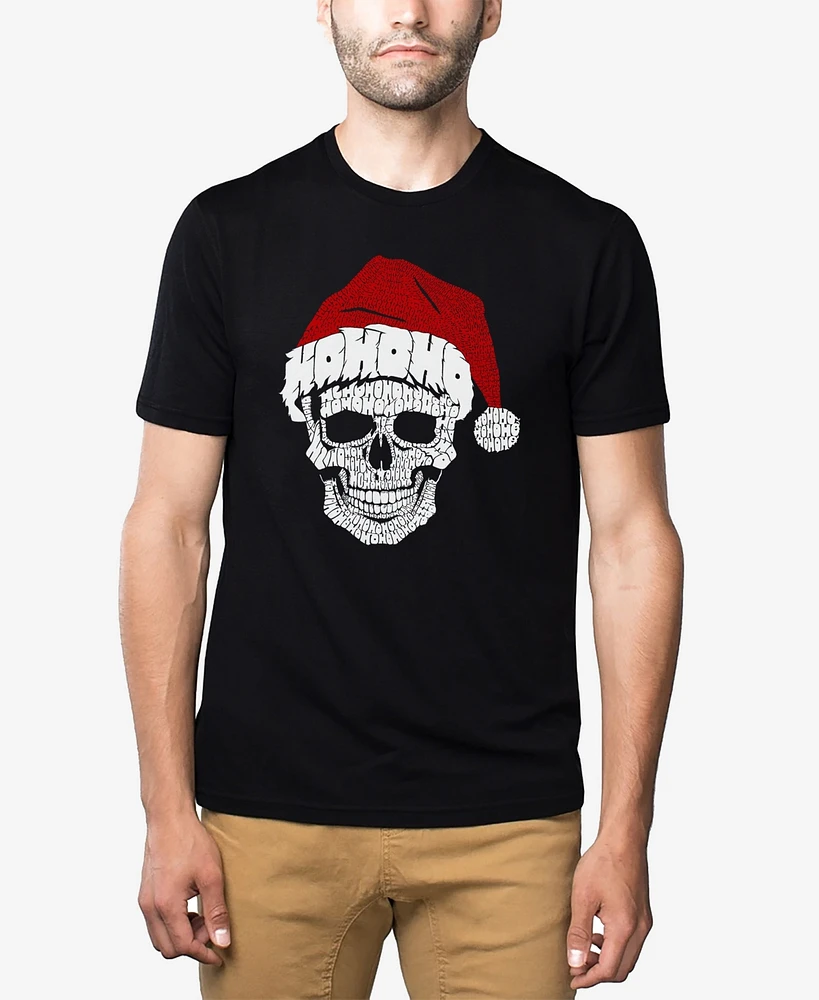 La Pop Art Men's Santa Skull Premium Blend Word T-Shirt