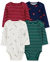 Carter's Baby Boys 4-Pk. Holiday Long-Sleeve Cotton Bodysuits