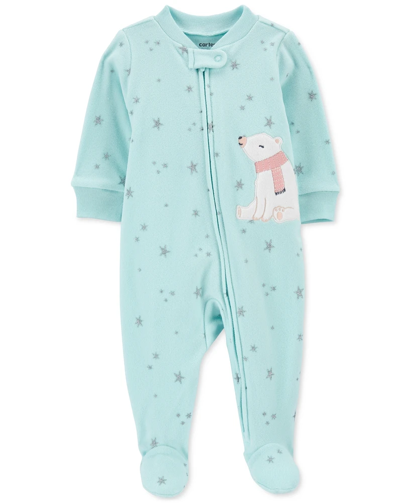 Carter's Baby Girls Polar Bear Fleece Zip-Up Footie One-Piece