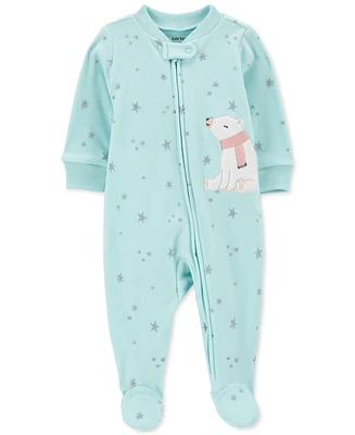 Carter's Baby Girls Polar Bear Fleece Zip-Up Footie One-Piece