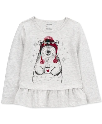 Carter's Toddler Girls Polar Bear Graphic Peplum Top