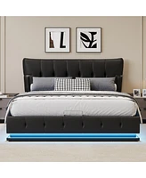 Streamdale Furniture Hydraulic Storage Platform Bed with Rgb Led