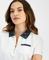 Tommy Hilfiger Women's Plaid-Collar Polo Shirt