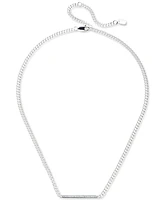 Lauren Ralph Lauren Sterling Silver Logo-Etched Bar Statement Necklace, 15" + 3" extender