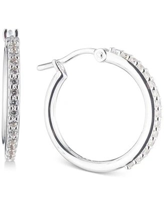 Lauren Ralph Lauren Sterling Silver Small Pave Hoop Earrings, 0.79"