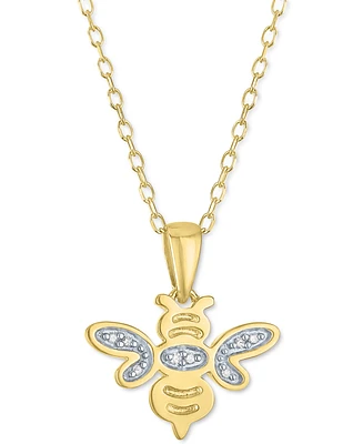 Diamond Accent Bee Pendant Necklace in 14k Gold-Plated Sterling Silver, 16" + 2" extender