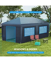 Streamdale Furniture 10' x 19.5' Pop Up Canopy, Sidewalls, Height-Adjustable Party Tent