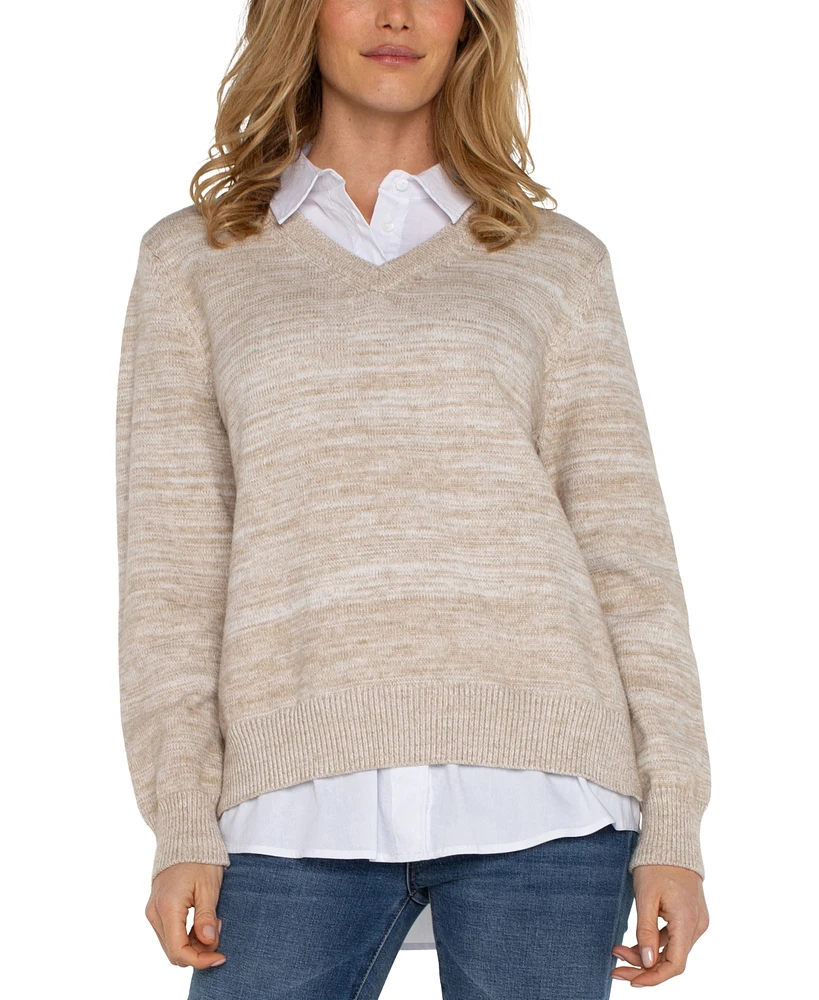 Liverpool Los Angeles Women's Layered-Look Sweater