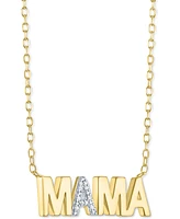 Diamond Accent Mama Pendant Necklace in 14k Gold-Plated Sterling Silver, 16" + 2" extender - Gold