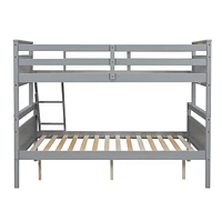 Simplie Fun Twin over Full Bunk Bed with ladder, Safety Guardrail, Perfect for Bedroom, Gray